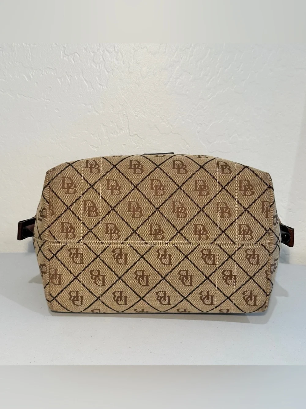 Vintage Dooney & Bourke Signature Monogram Canvas Small Duffle Satchel